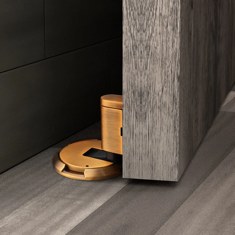 

Non-Punch Mechanical Door Stopper Adjustable Heavy Duty Windproof Door Holder Gold Automatic Door Stops Hardware Supply