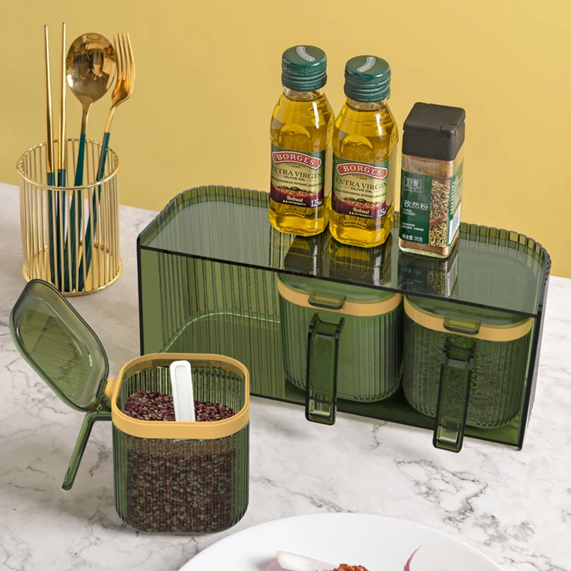 

Nordic Lid Spice Pots Plastic Drawer Transparent Organizer Spice Pot Set Classic Spoon Salero De Cocina Kitchen Producter Items