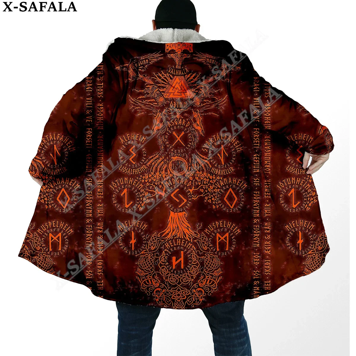 Мужской теплый длинный плащ с капюшоном цвета в ассортименте