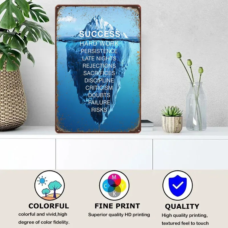 Успех похож на айсберг плакат Жестяная Табличка знак искусство Настенный декор