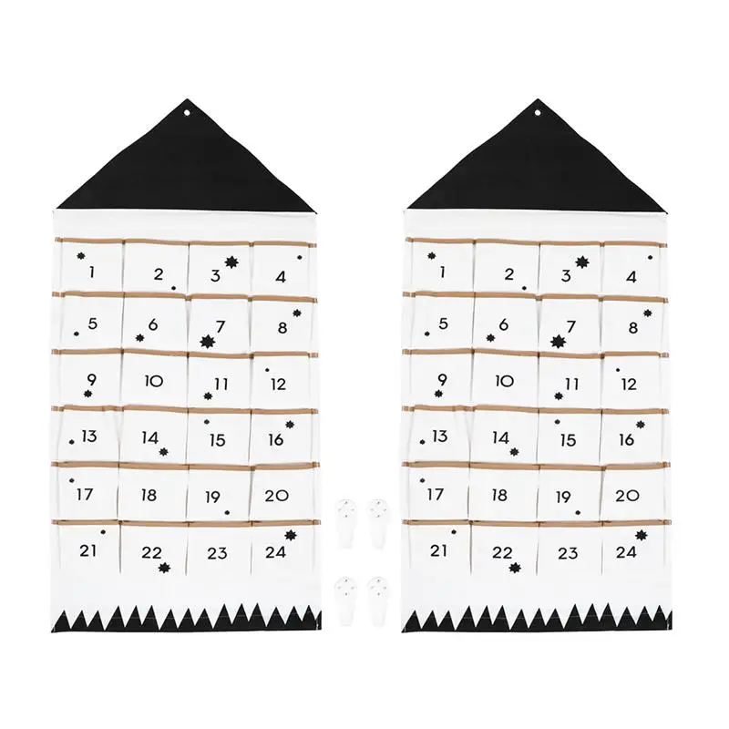 

2pcs Unique Christmas Calendar Bag Wall Hanging Storage Bag House Decor Wall Calendar Storage Bag for Kids Gifts Christmas Decor