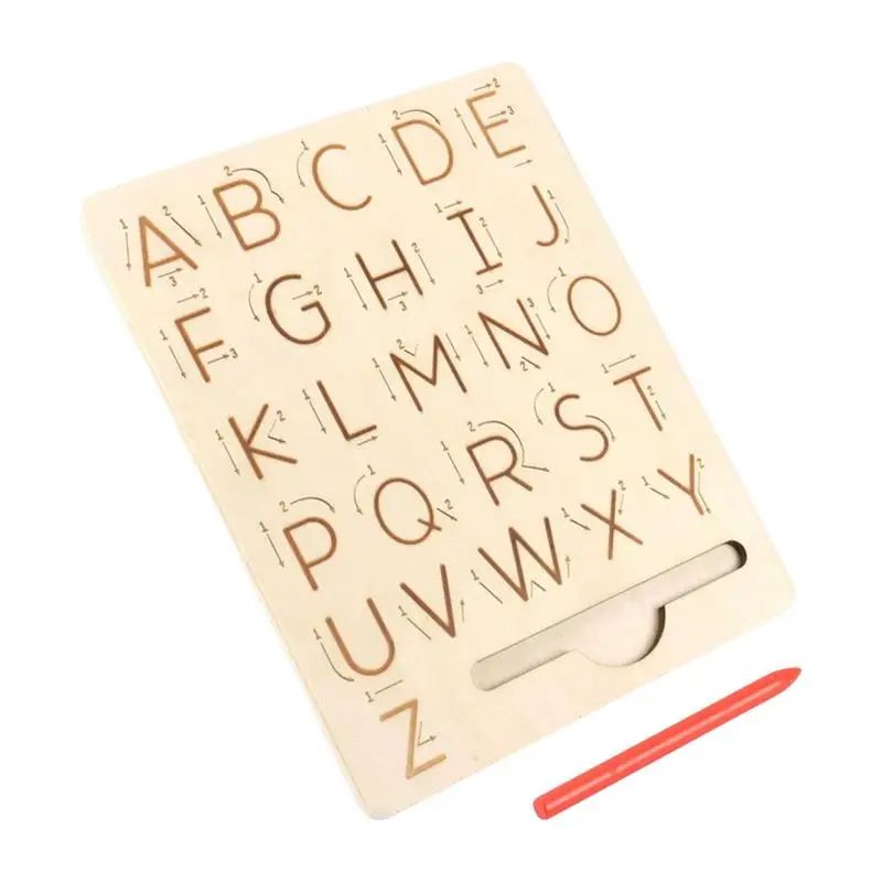 

Деревянная доска с буквами, двусторонний алфавит, инструмент для рисования, Обучающие игрушки Монтессори, Детская Развивающая игра-головоломка с буквами