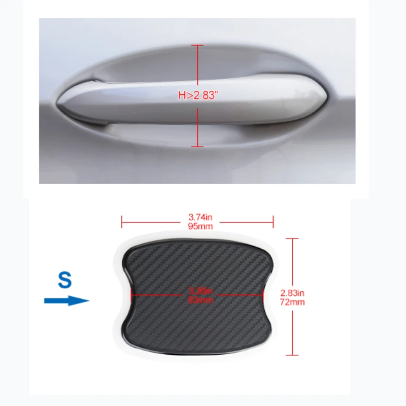 Защита от царапин на дверной ручке, без следов, из ТПУ, углеродного волокна, текстурированная дверная чаша, 3D наклейка, универсальная краска на дверную ручку