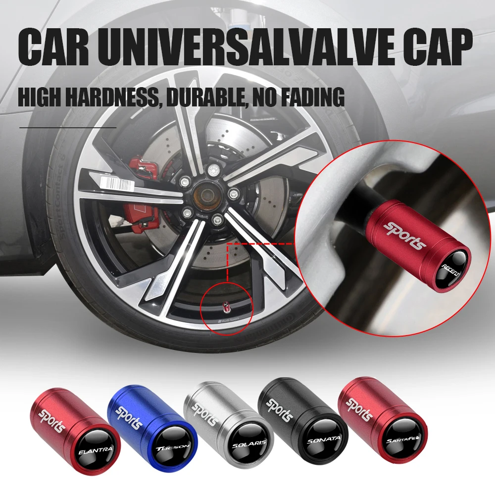 

4Pcs Car Styling 3D Aluminum Metal Wheel Tire Valve Stem Caps For Hyundai KONA N Line Elantra Sonata Tucson I10 IX20 Accent Ix35
