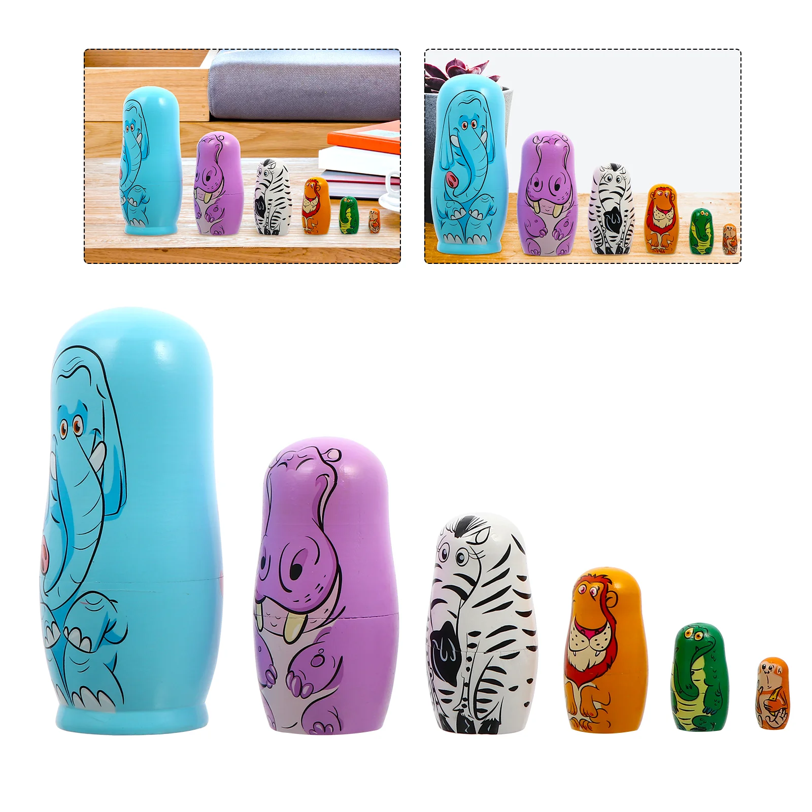 

Six Layer Elephant Wooden Matryoshka Shapes Crafting Gift Basswood Christmas Toys