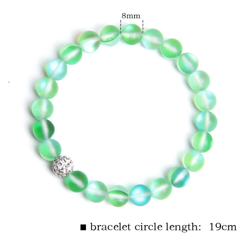 Блестящий серый браслет с лунным камнем 8 мм разноцветный подвеской ручной