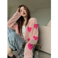 love embroidered hollowed out sweater womens summer 2022 new design with thin long sleeved sunscreen shirt top