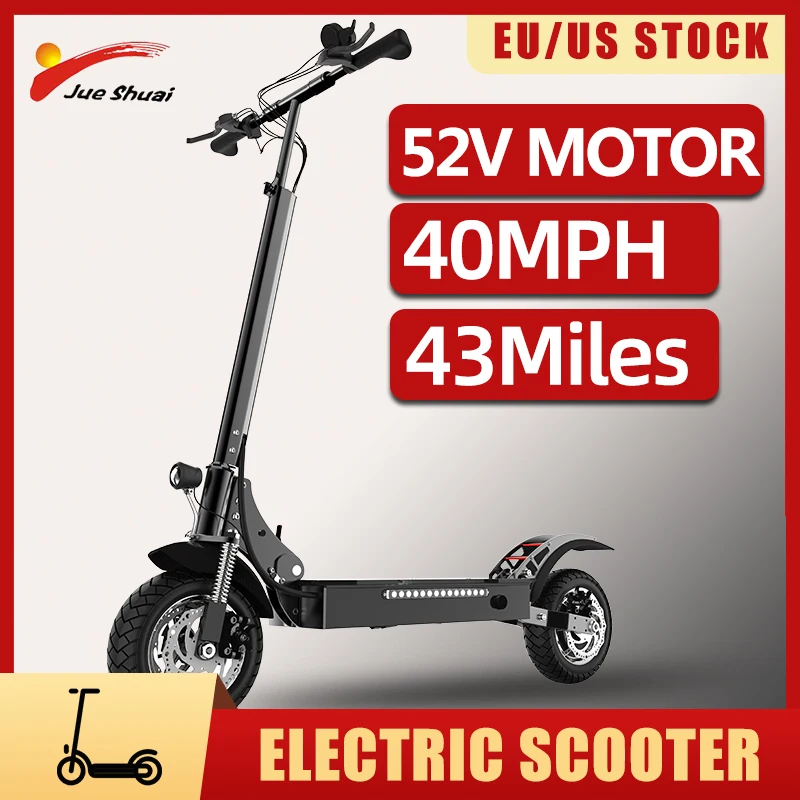 

52V Powerful Electric Scooter 43Miles Range E Scooters 40MPH Scooter Electric Tire 10inch for Adults Folding Scooter Waterproof
