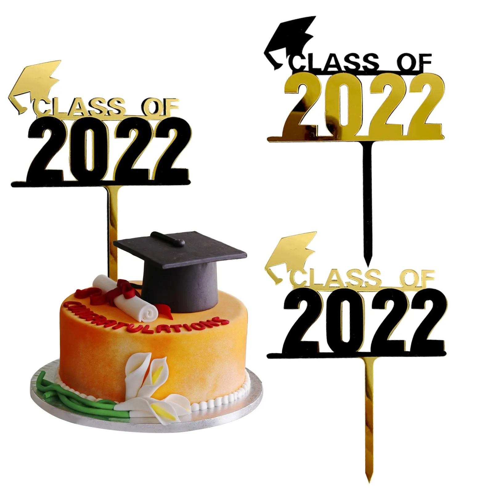 

Персонализированный Топпер для торта, индивидуальная шапка для поздравления, выпускного класса, студенческий класс 2022, двусторонние подар...