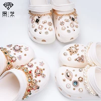 golden chain light up croc charms designer diy rhinestones shoes decaration for croc jibb clogs hello kids boys girls gifts