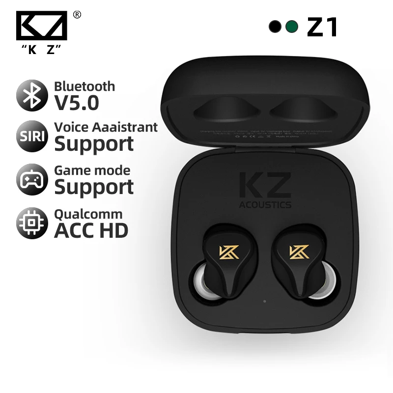 

Беспроводные Bluetooth-наушники KZ Z1, TWS, 5,0/5,2, с сенсорным управлением