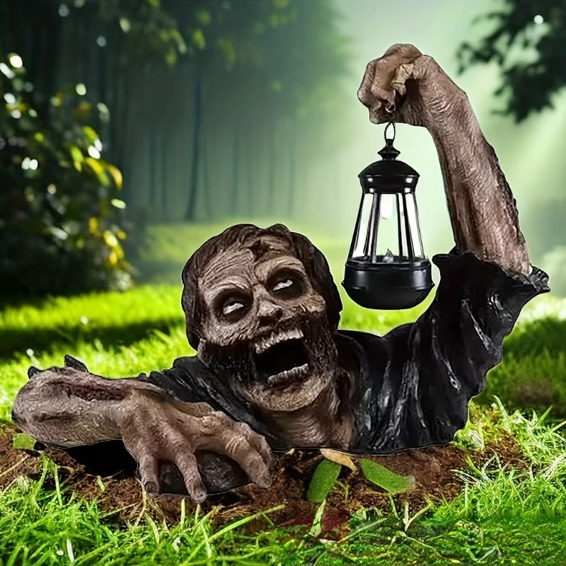 

Halloween Zombie Lantern Resin Craft Ornament Garden Gardening Decoration Horror Funny Ornaments Statue