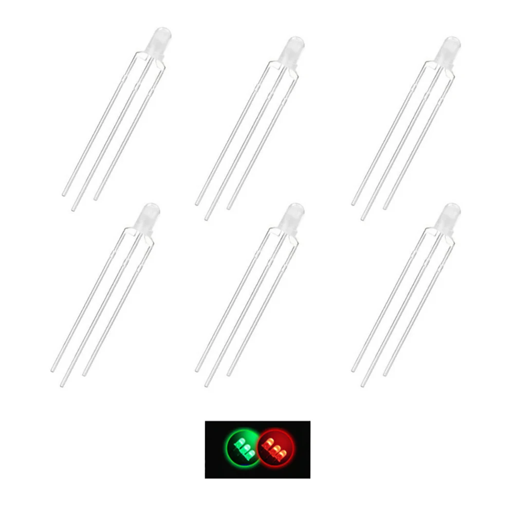 

100pcs 3mm LED Diodes Micro Red&Green Lights Bi-Color Common Cathode/Anode Diffused Bulb Lamps Individual Light Emitting Diode