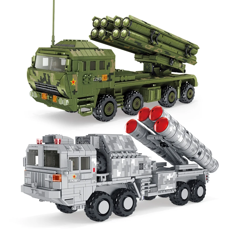 

PANLOS 1185 PCS WW2 Air Defense Missile Rocket Launcher Model Car MOC Soldier Tank Children's Toy Sticker Gift Building Blocks