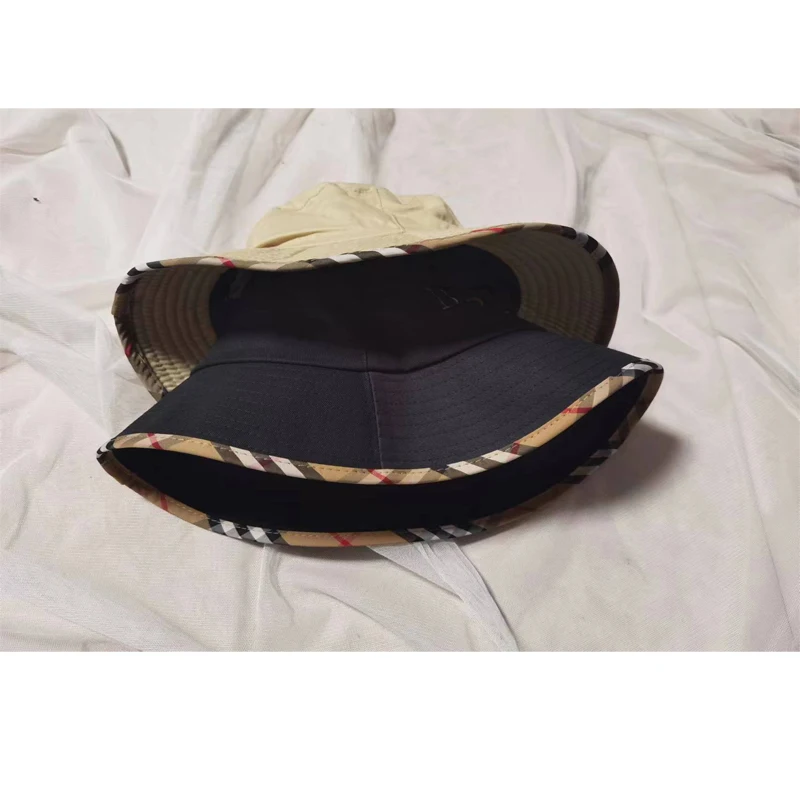 

Women's luxury brand Fisherman Hat Summer Korean plaid Bucket Hats Holiday sunshade casual cap female