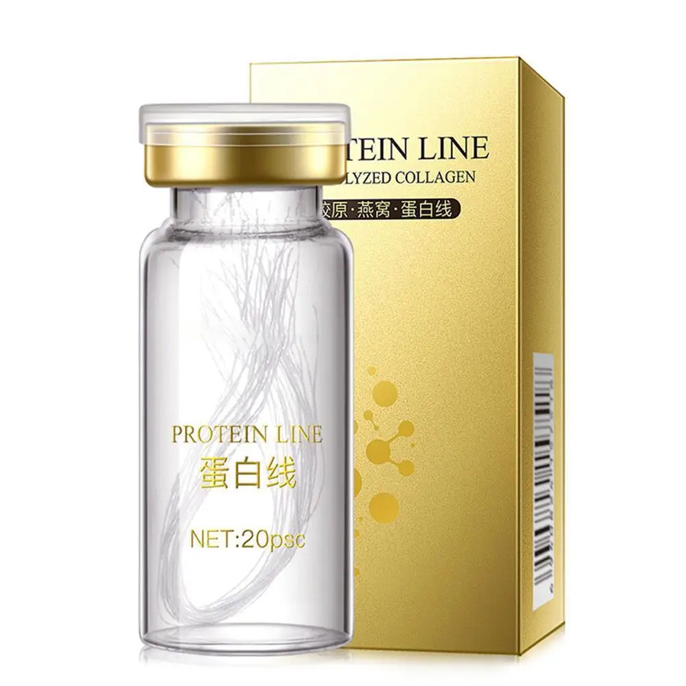 

20Pcs/Bottle Face Lift Plump Silk Fibroin Line Face Absorbable Wrinkle Firm Golden Protein Thread Carving Anti Aging Essence