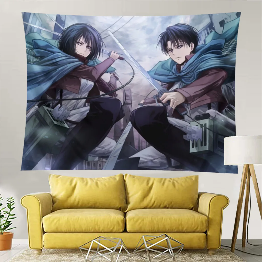 Levi Mikasa гобелен для спальни Attack On Titan SnK аниме фон подвесное одеяло Декор комнаты