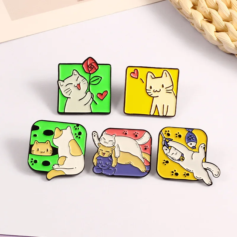

Cute Cats Lapel Pins Manga Enamel Badges Brooches For Women Free Shipping On Backpack Art School Accessories Anime Hijab Pin