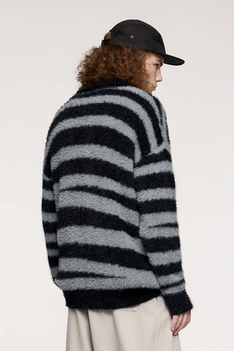 INF мужской винтажный плюшевый свитер-поло из норки осень/зима 2023 новый свободный