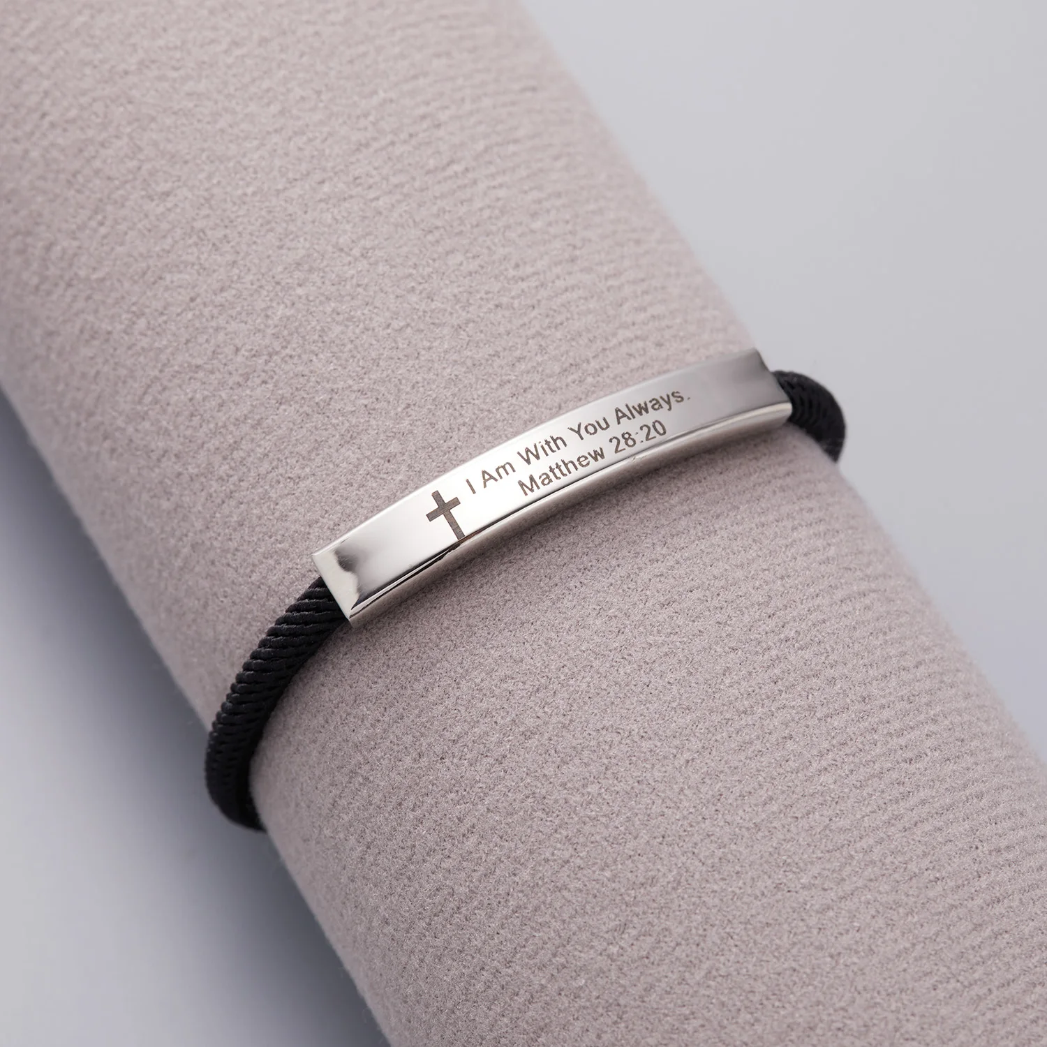 

New Trendy Cross Bible Laser Engraving Letters Bracelet Personality Punk Stainless Steel Bracelet For Men Women Jewelry Gift
