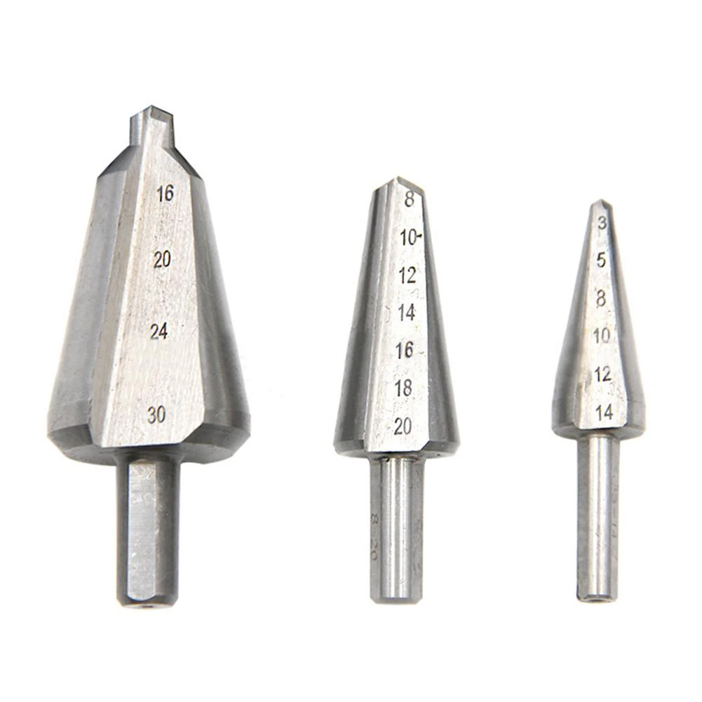 

1 Pc Taper Drill Bit HSS 16-30mm 8-20mm 3-14mm Silver For Punching Hole Opener Woodworking Power Drill Tools Accessories