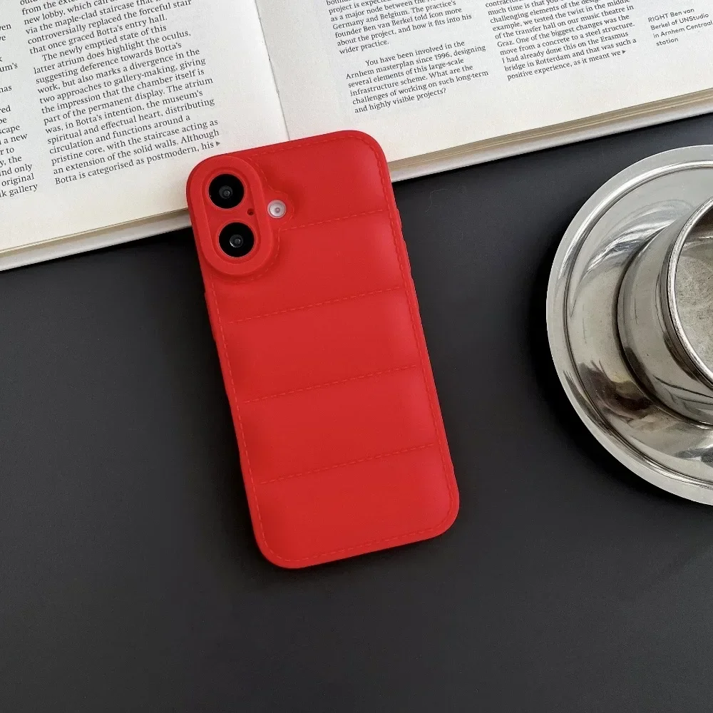 Чехол для телефона в стиле пуховой куртки iPhone 16 Pro Max 15 14 Plus 13 12 11 Мягкий корпус из