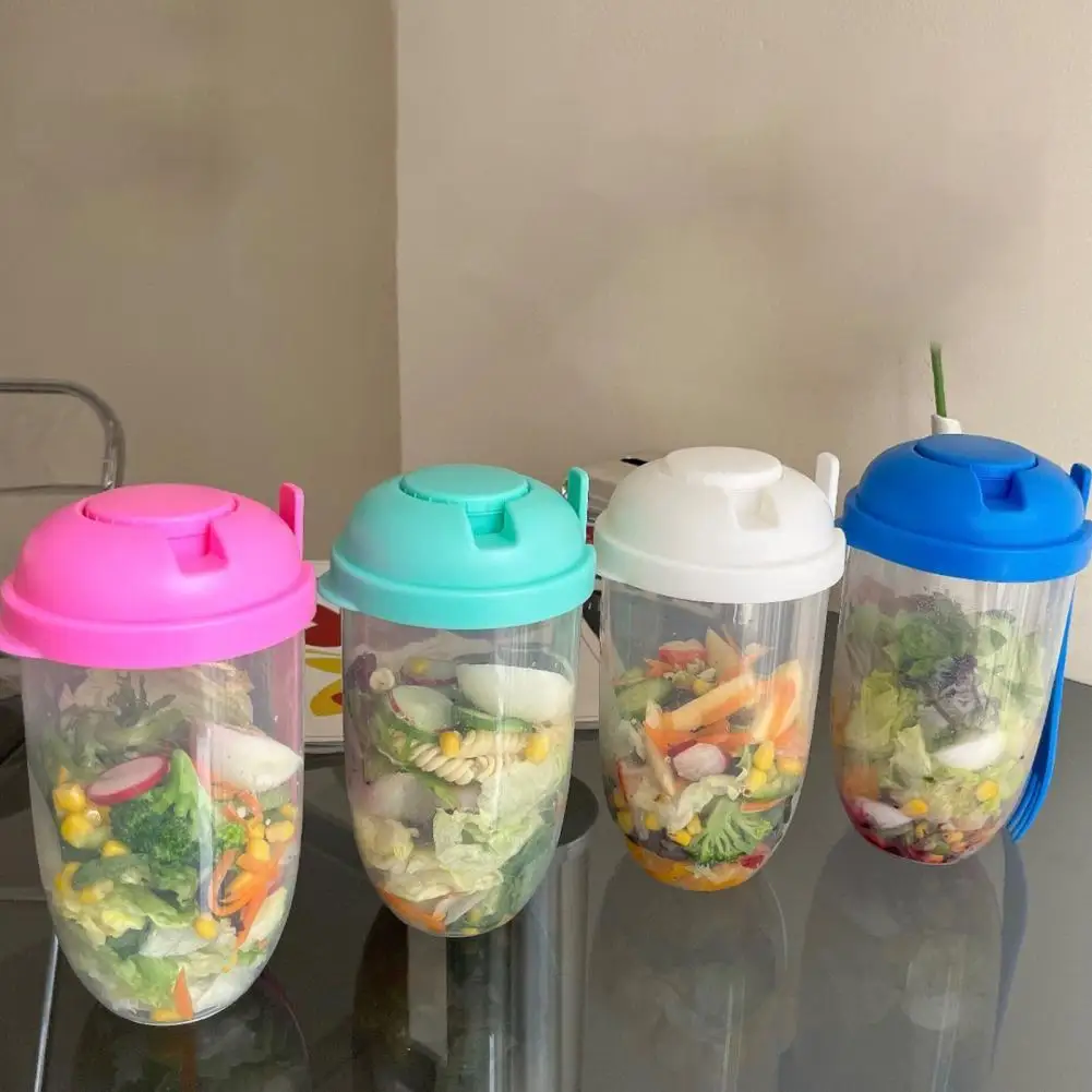 

1000ml Large Capacity Salad Cup with Fork Transparent Portable Low-fat Diet Meal Fruit And Vegetable Snack Cup for Outdoor