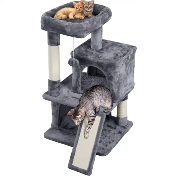 

Cat Tree with Condo and Scratching Post Tower, Dark Gray Toys Pet Accessories