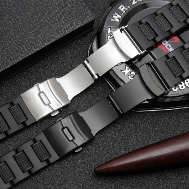 Watch Accessories Strap Replacement for Casio GW-A1100 G-1400 GW-4000 GA-1000 Wrist Band Plastic Steel Safety Buckle Bracelet