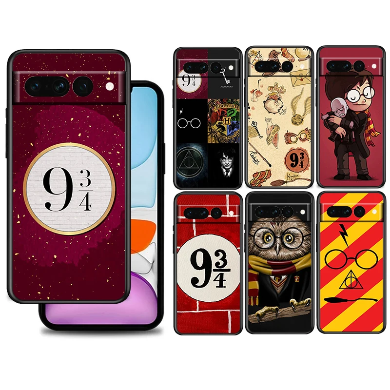 

P-Potters Love Cartoon For Google Pixel 7 6 6A 5 4 5A 4A XL Pro 5G Silicone Shockproof Soft TPU Black Phone Case Cover Fundas