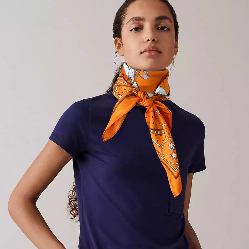 

Роскошный шарф, Женский дизайнерский бренд Herm ** 90*90 см, шелковые Саржевые шарфы, модная шаль, хиджаб с принтом, рулонные Края, хиджаб, паланти...