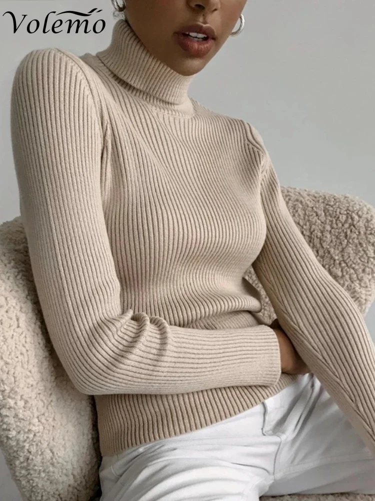 

Volemo 2023 Y2k Basic Turtleneck Women Sweaters Autumn Winter Tops Slim Women Pullover Knitted Sweater Jumper Soft Warm Pull
