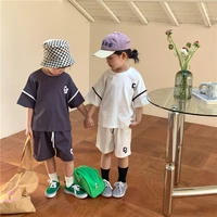 childrens clothing set korean girls 2022 two piece outfits boys shorts and top clothes fashion kids summer suit baby tracksuit