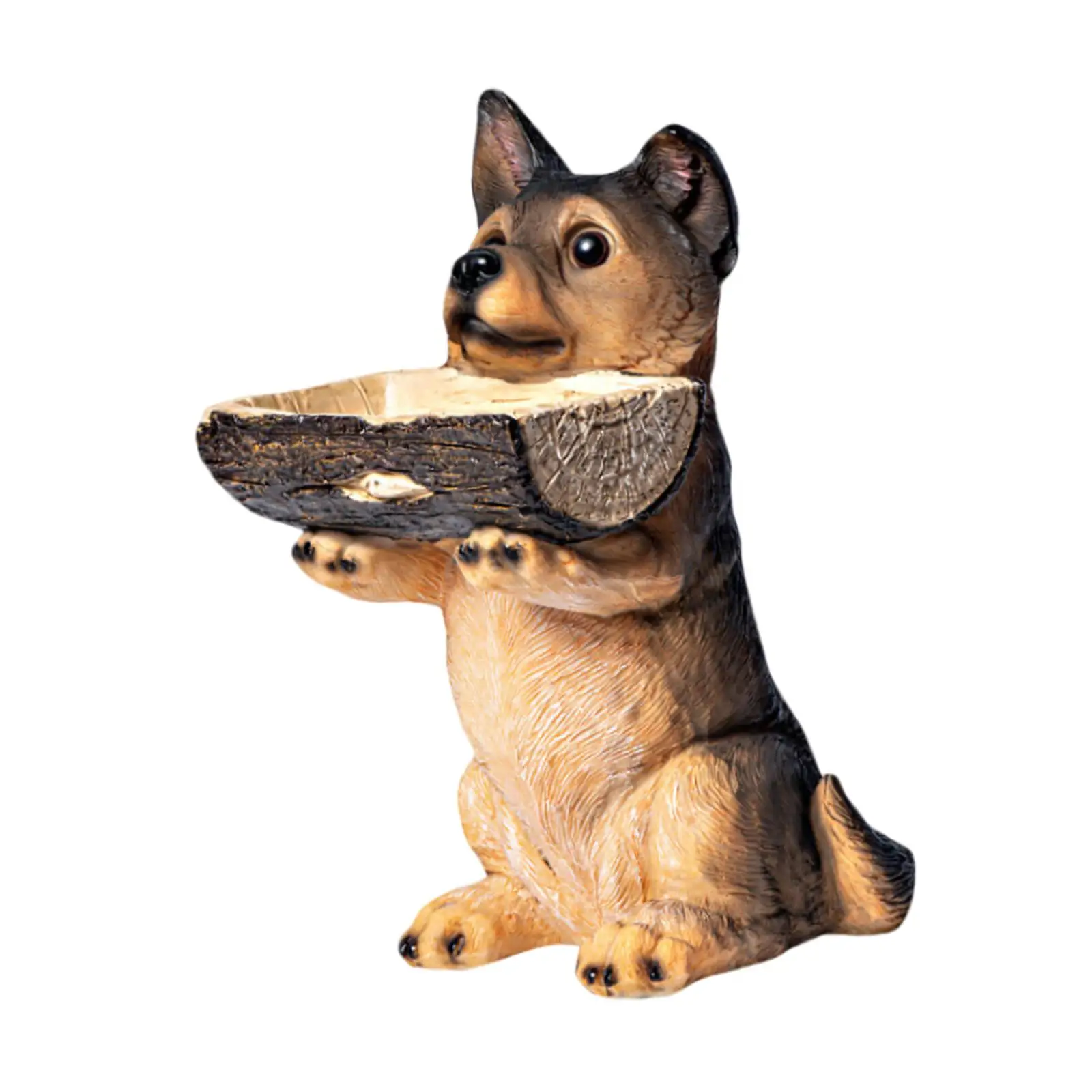 

Dog Statue with Tray Display Ornament Craft Collectible Animal Sculpture
