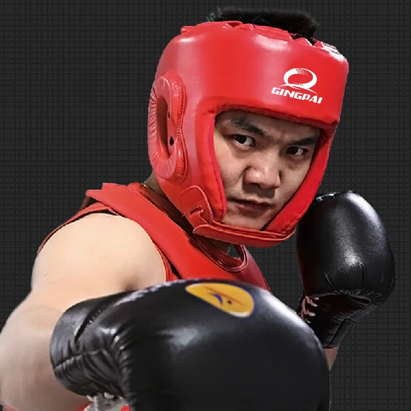 Red Black Blue MMA Helmet Adult Male Female Fighting Muay Thai Kick Boxing Training Safety Headgear Sanda Head Gear Protector