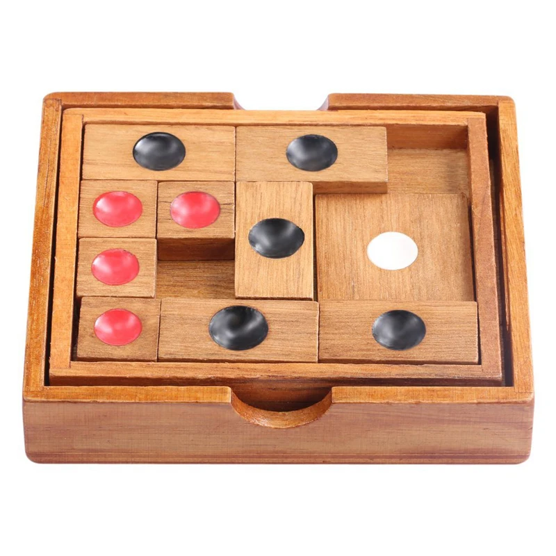 

Classical Wooden Slide Escape Puzzle Brain Teaser Chinese Huarong Sliding-Puzzle Kids Intelligence Educational Development Toy