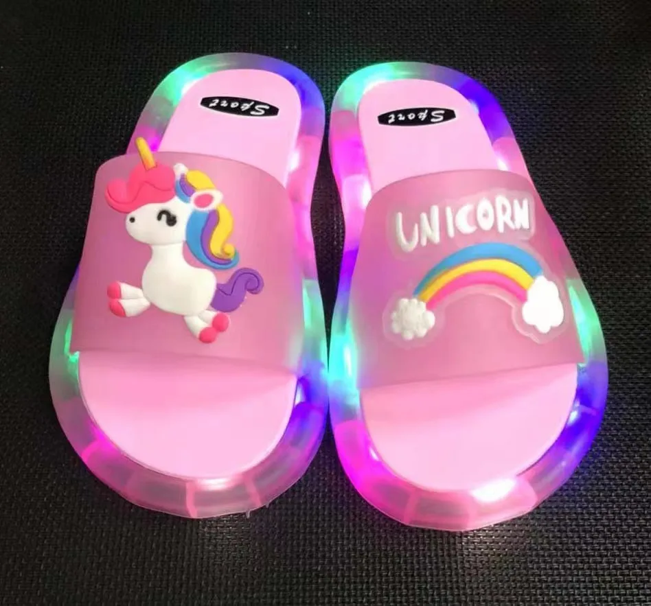 

Children‘s Boys Girls Slippers Cartoon Animals Prints Shoes Lighted Fashion Cute Shoes Bathroom Kids Toddler Slippers Flat Heels