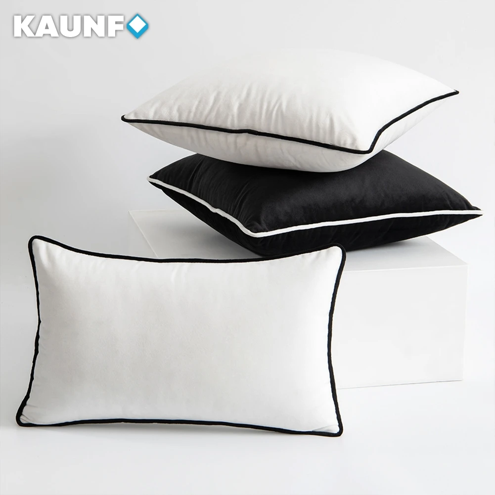 

Бархатные наволочки KAUNFO черного и белого цветов, современная лампа для дивана, автомобиля, гостиной, 30 Х5, 0 см/45 х4, 5 см/50 х50 см, 1 шт.