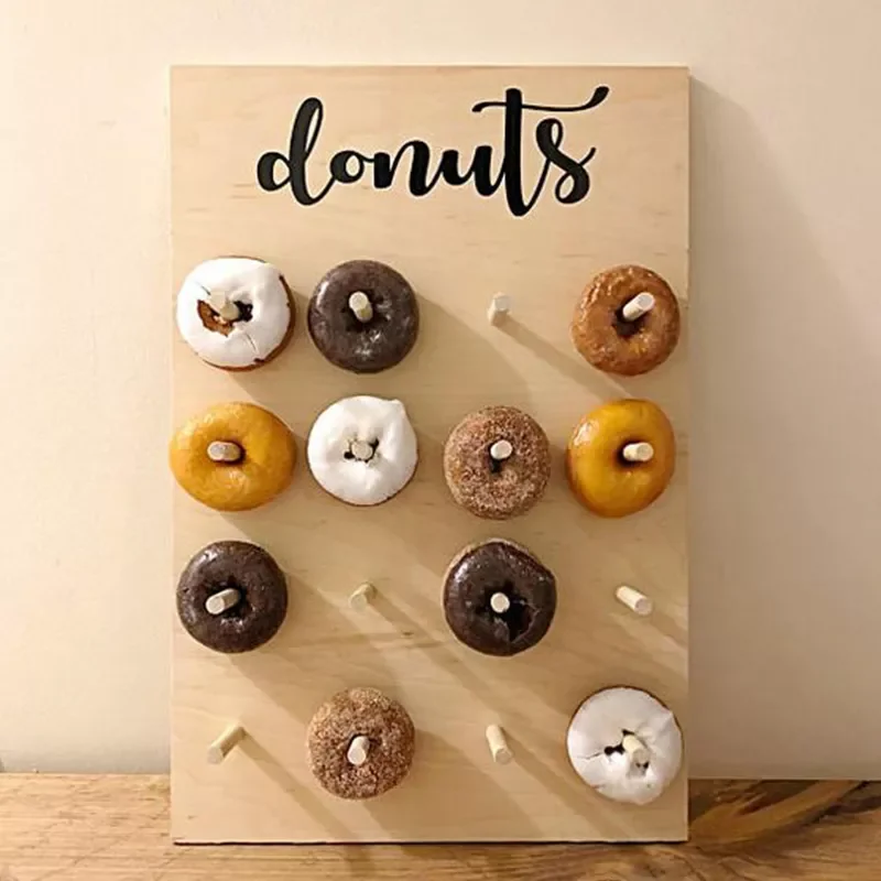 

NEW2023 Donuts Party Stands Board Wall Wooden Doughnuts Stands Wedding Birthday Party Donut Bar Holder Dessert Bar Stand Wedding