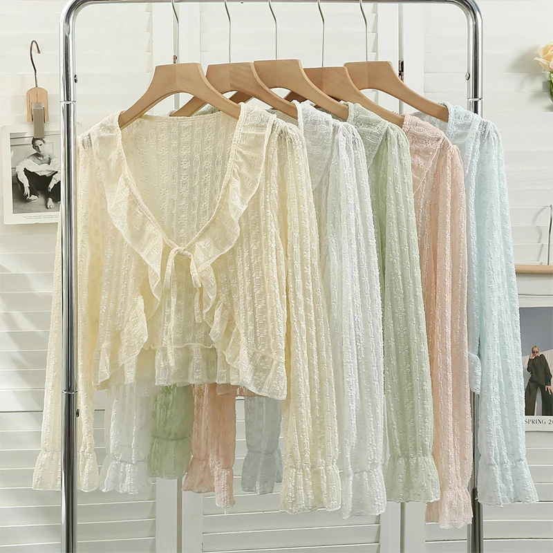 Кардиган женский Солнцезащитный с V-образным вырезом и длинным рукавом