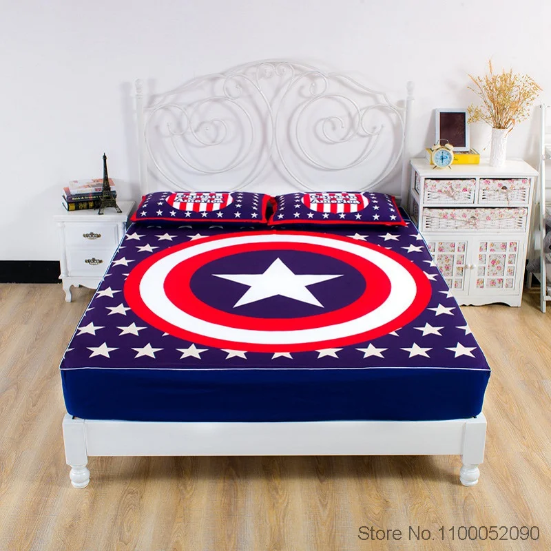 

Mattress Avengers Iron 1.2m Man Aegis Shield Cover Bed Cover 1.5m 1.8m Fitted Bedsheet with Elastic Band for Boys Children