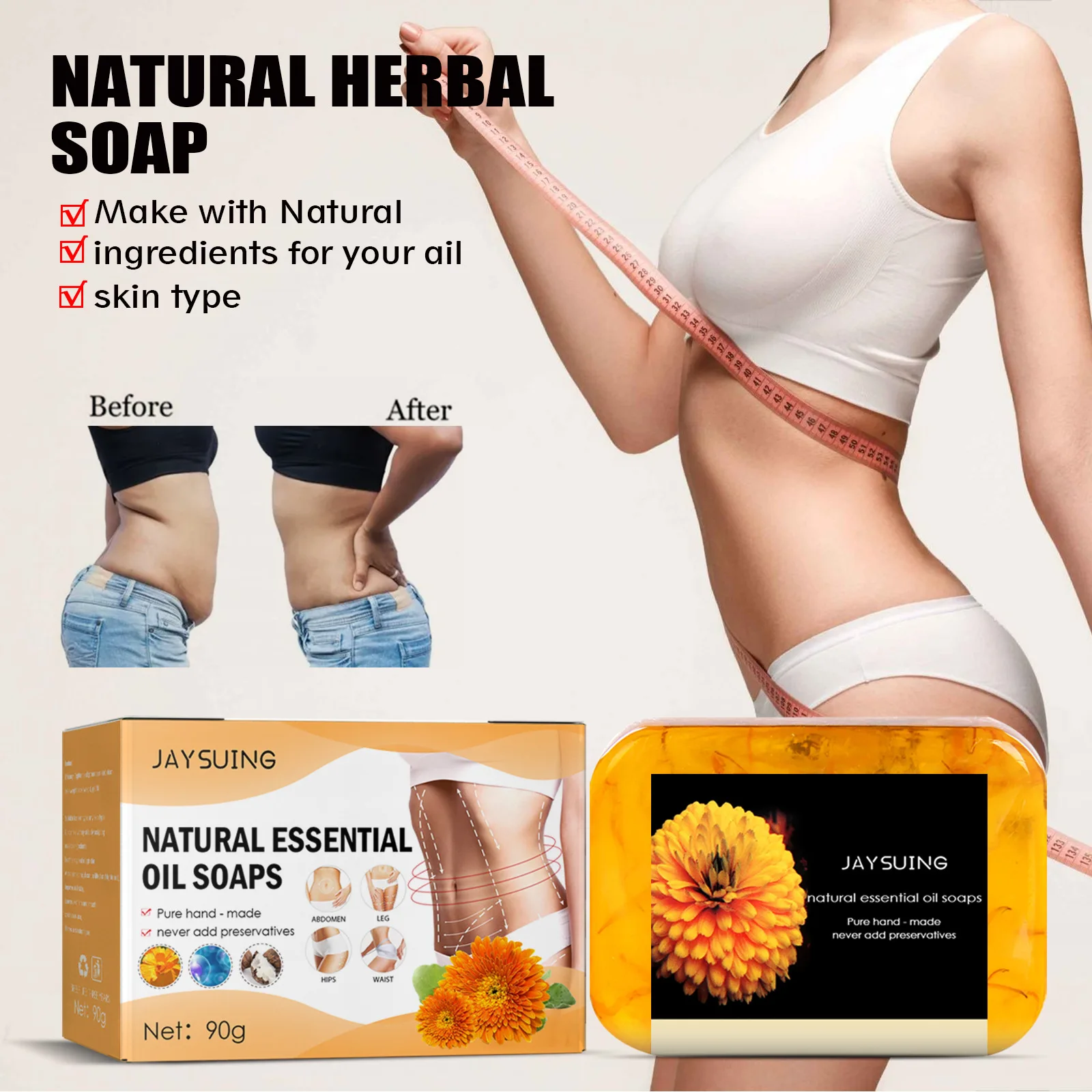 Body Clean Soap Anti Cellulite Slimming Anti Fat Skin Firming Natural Jasmine Flower Essential Oil Handmade Tender Shower Soap