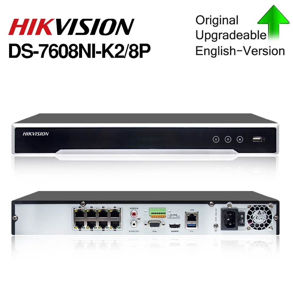 Hikvision оригинальный Сетевой видеорегистратор 4K DS-7608NI-K2/8P 8CH POE NVR 8MP записывающее устройство 2SATA DS-7616NI-K2/16P сетевое видеонаблюдение
