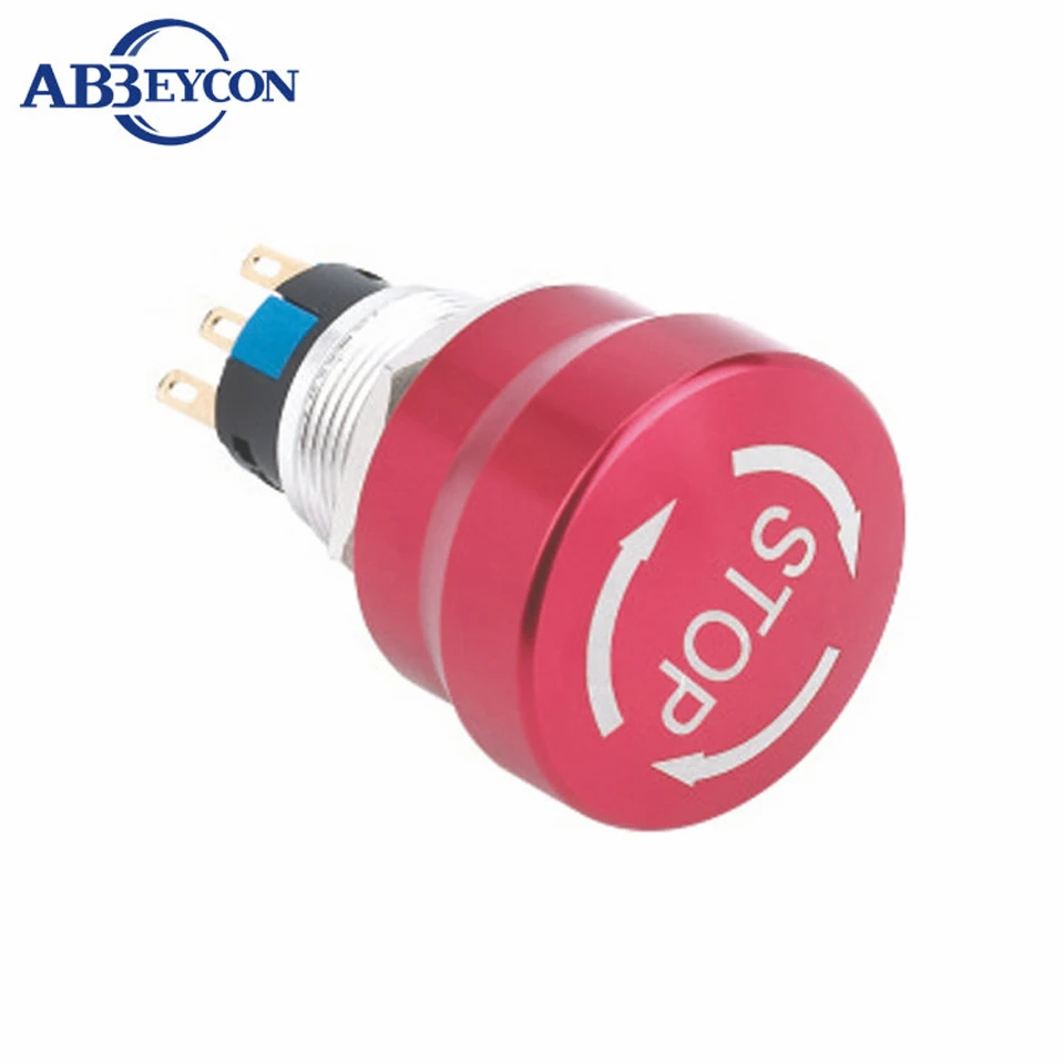 

5pcs/Lot 19mm mushroom head metal waterproof IP67 emergency stop button switch with STOP logo