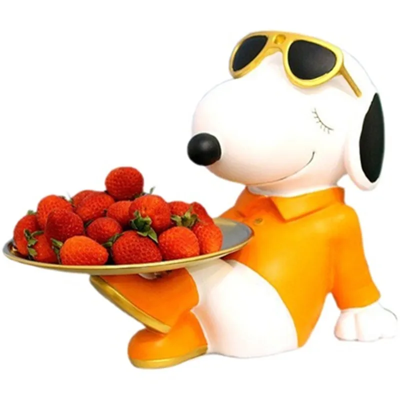 

Modern Home Decor Figurines Cute Glasses Dog Candy Tray Resin Storage Statue Living Room Decoration Accessories Sculpture A3761