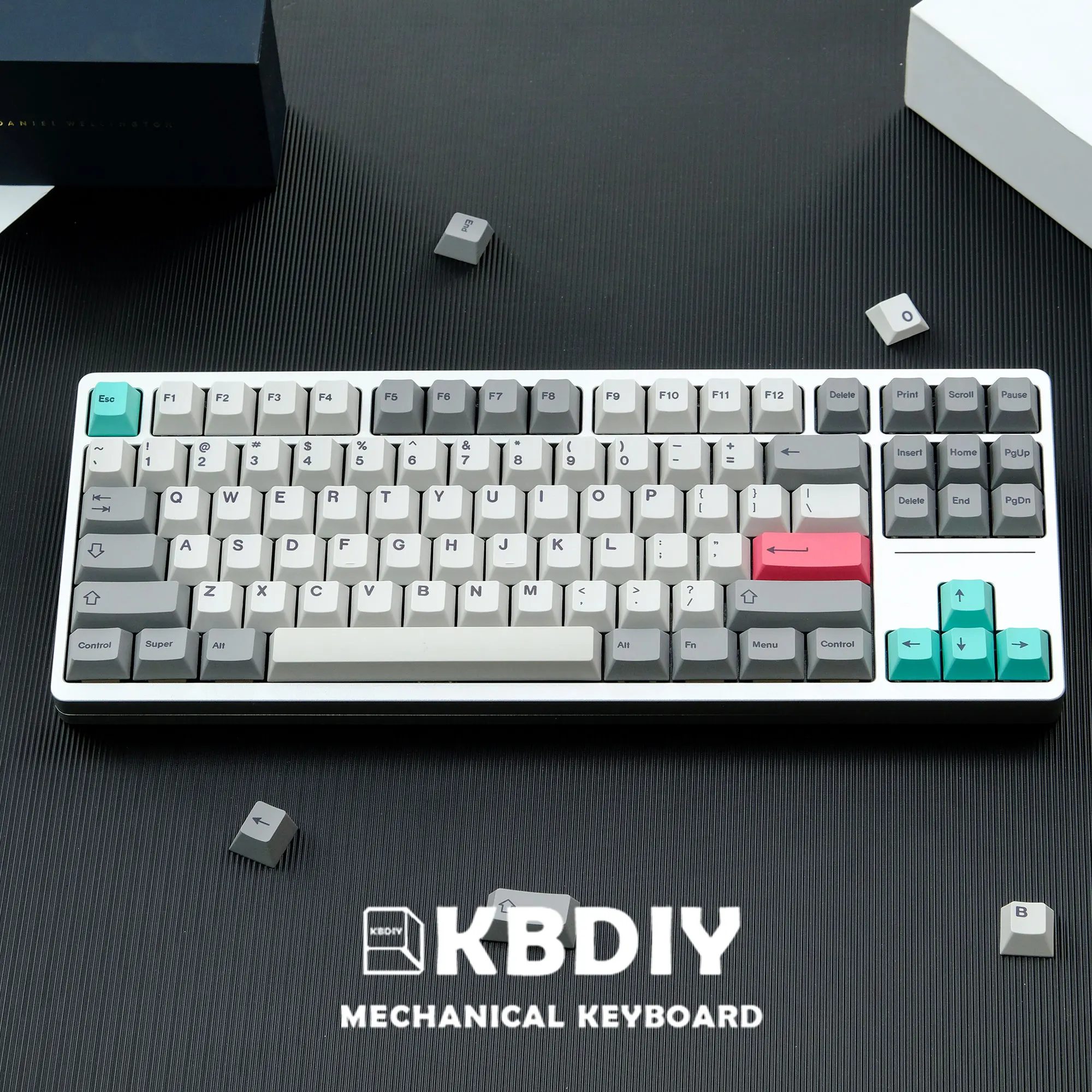 KBDiy GMK Keycap DYE-SUB PBT Keycap GMK 9009 Modern Dolch-Light Retro Cherry Profile ISO Keycaps for Custom Mechanical Keyboard