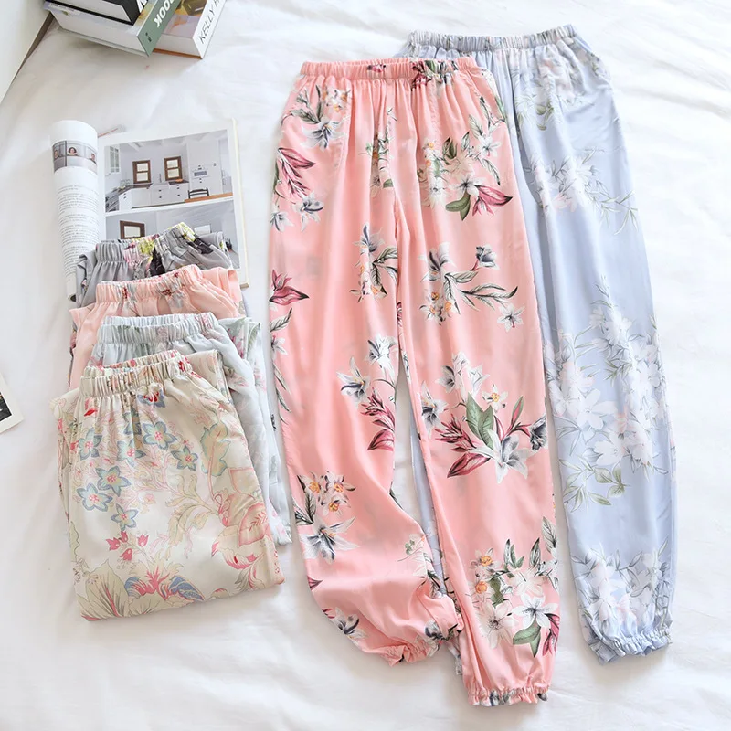 

Women Pajama Pants for Spring and Summer Newest Cotton Viscose Long Trousers Anti-mosquito Home Cotton Pants Women Sleepwear