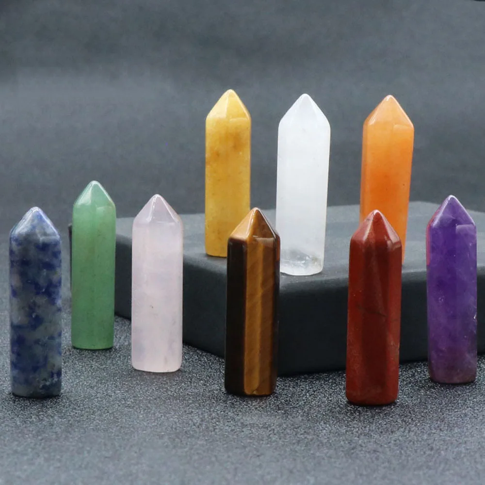 

Natural Stone Hexagonal Cone Beads Reiki Heal Amethysts Jade Energy Bead for Home Yoga Meditation Jewelry Gifts