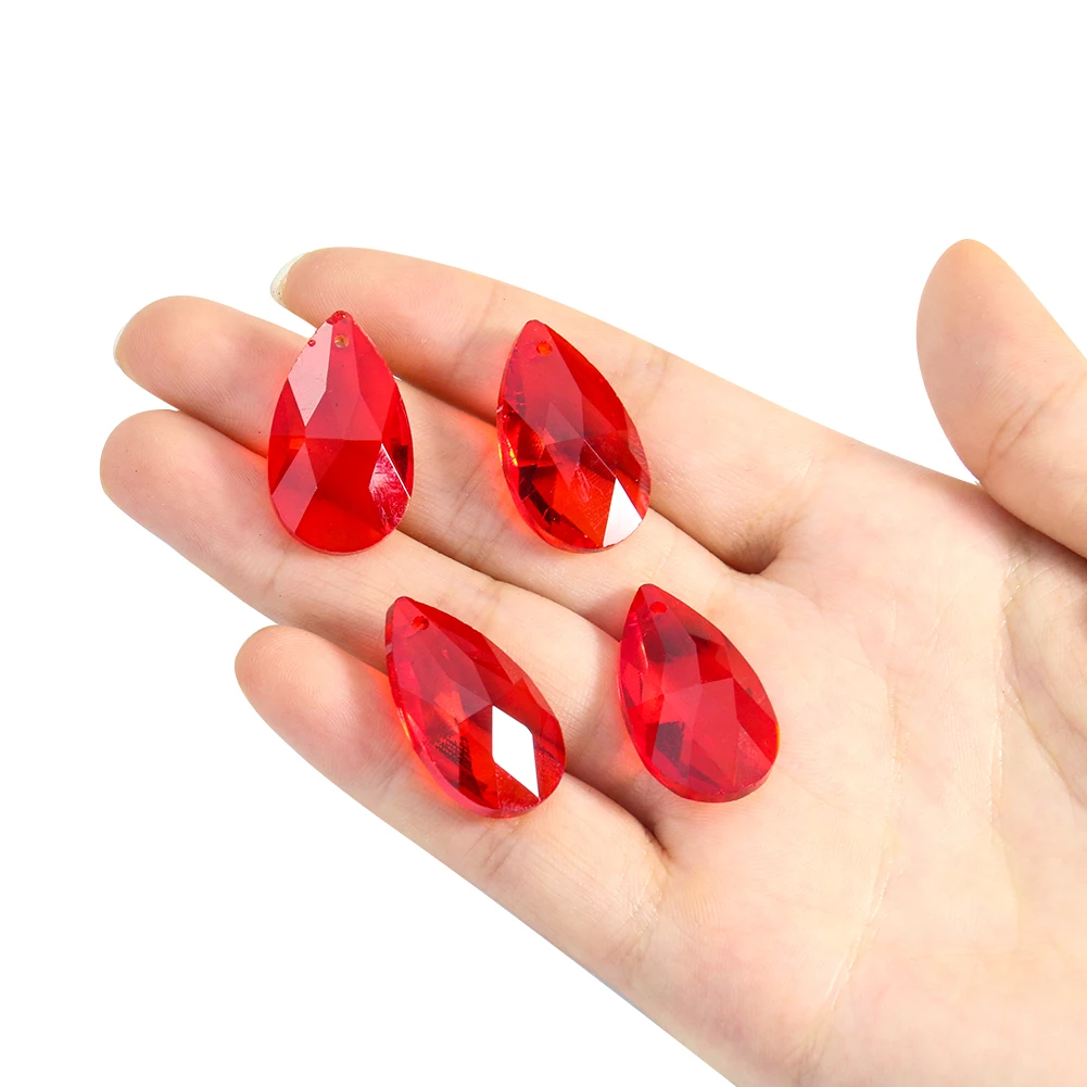 

10PCS Red Crystal Acrylic Water Drop Pendant Chandelier Accessories Sun Catcher Wedding Halloween Decoration Pendant