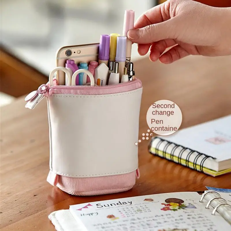 

Classification And Storage Pull-down Pen Case Metal Zipper About 80g Pull-down Telescopic Pencil Case Corduroy Free Graffiti